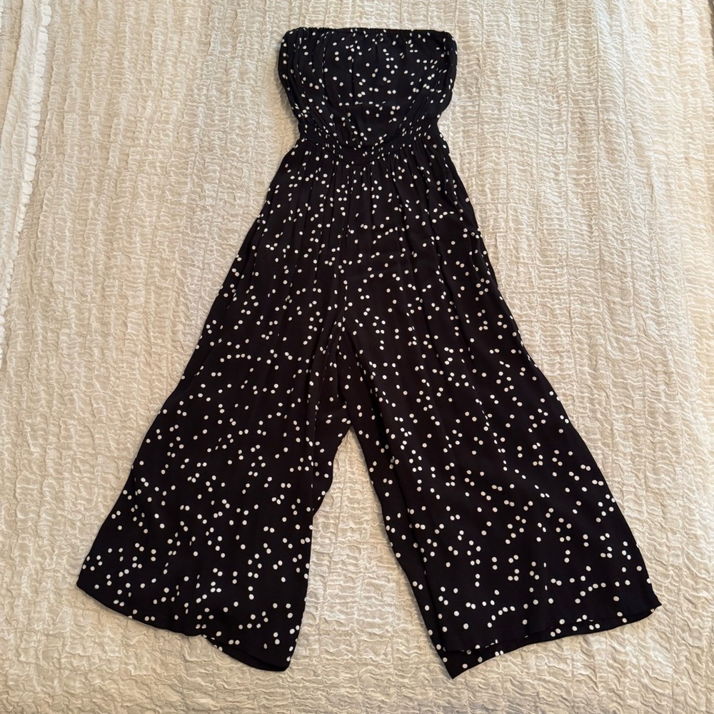 Silence + Noise Black Jumpsuit with White Dots